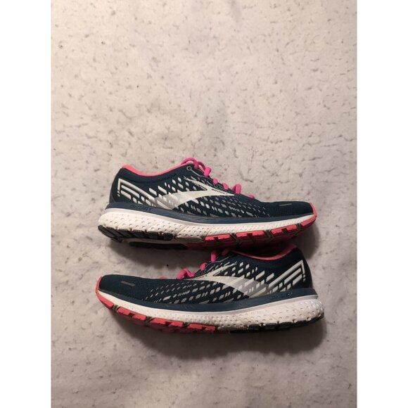 BROOKS WOMENS GHOST 13 1203381B391 REFLECTIVE POND/PINK/ICE RUNNING SHOES Size 7 - Picture 2 of 11